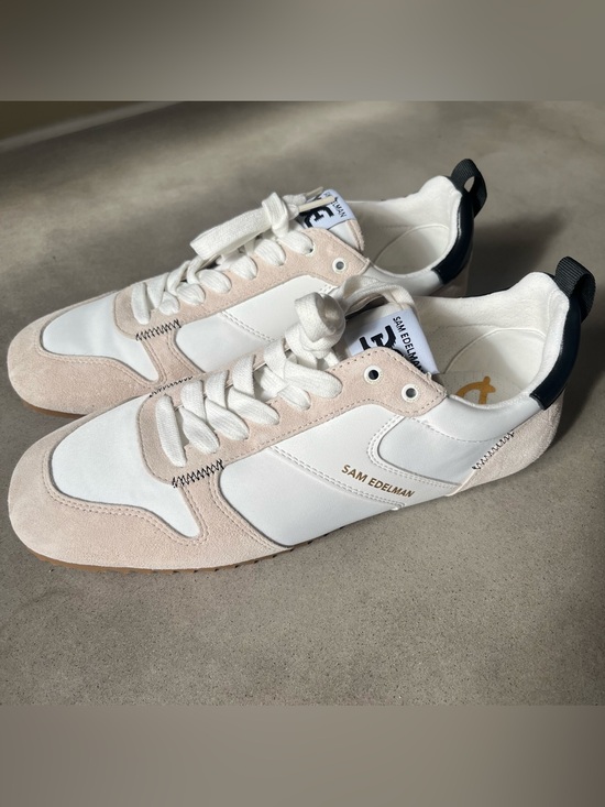 Sam Edelman Shoes - Sam Edelman Zaria Lace Up Sneakers White Leather Suede Size 8.5 New